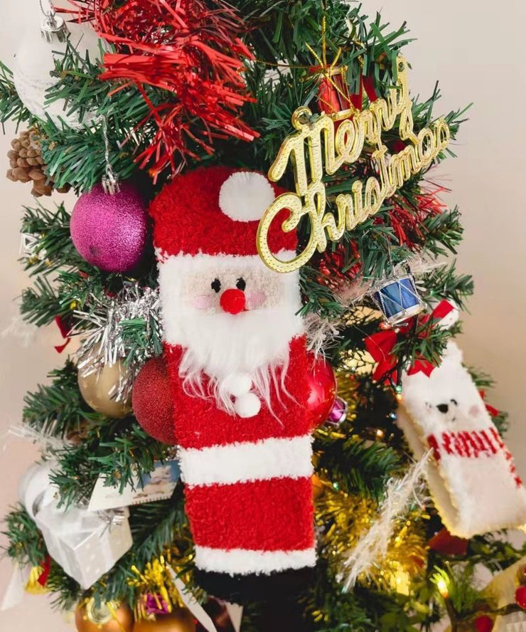 Art Jacquard Christmas Theme Thick Velour Crew Socks