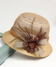 Art Khaki Tulle Floral Floppy Sun Hat