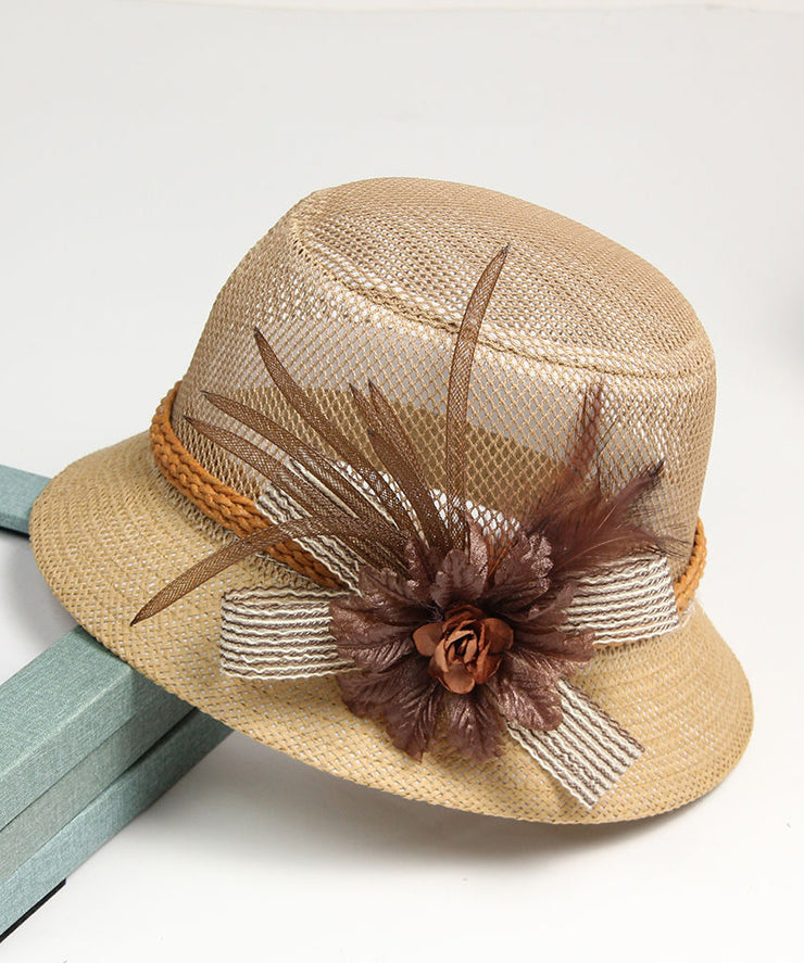 Art Khaki Tulle Floral Floppy Sun Hat
