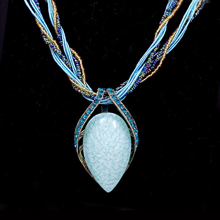 Art Lavender Coloured Glaze Zircon Water Drop Pendant Necklace