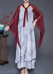 Art Mulberry Asymmetrical Striped Silk Loose Shawl Flare Sleeve