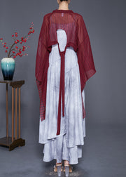 Art Mulberry Asymmetrical Striped Silk Loose Shawl Flare Sleeve