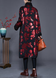Art Mulberry Print Oversized Fleece Wool Lined Coats Winter
