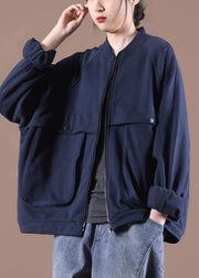 Art Navy zippered Spring Jacket - SooLinen