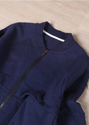 Art Navy zippered Spring Jacket - SooLinen