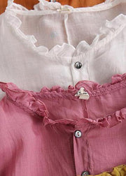 Art O Neck Cinched Pink Blouses Top - SooLinen