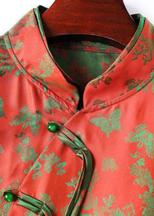Art Orange Double-layer Collar Asymmetrical Jacquard Silk Shirt Top Fall