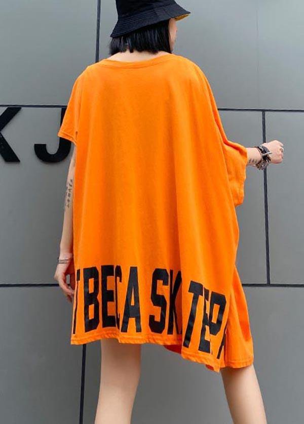 Art Orange Graphic asymmetrical design Pockets Dresses Summer - SooLinen