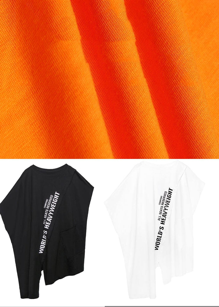 Art Orange Graphic asymmetrical design Pockets Dresses Summer - SooLinen