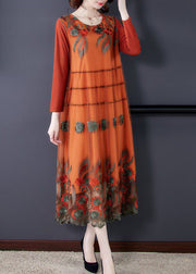 Art Orange Oversized Embroidered Tulle Holiday Dress Spring