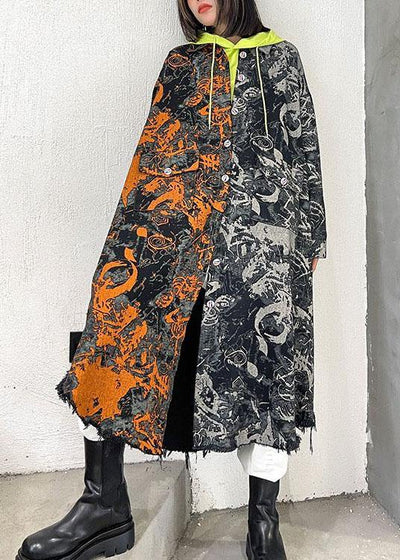 Art Pockets Button Asymmetrical Design Fall Hoodie Coat Long sleeve - SooLinen