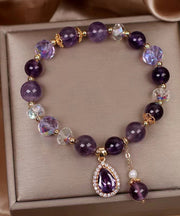 Art Purple Crystal Beading Zircon Love Charm Bracelet