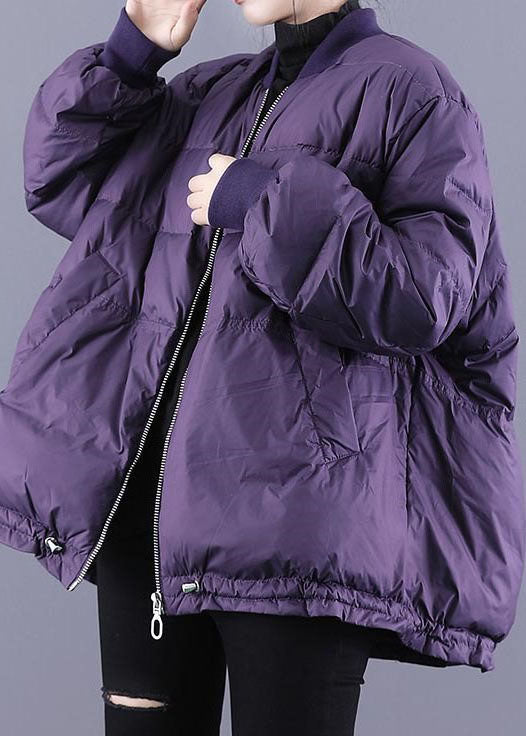 Art Purple Zip Up drawstring Fine Cotton Filled thick Winter jackets