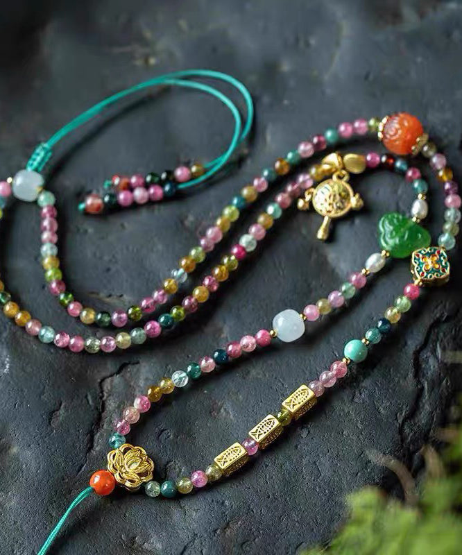 Art Rainbow Jade Agate Pendant Necklace