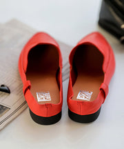 Art Red Sheepskin Comfortable Pointed Toe Thong Slide Sandals