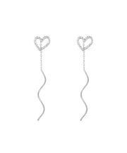 Art Silk Sterling Silver Zircon Love Wave Drop Earrings