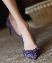 Art Splicing Stiletto High Heels Purple Pointed Toe