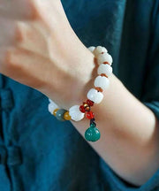 Art White Bodhi Root Chalcedony Coloured Glaze Agate Charm Bracelet