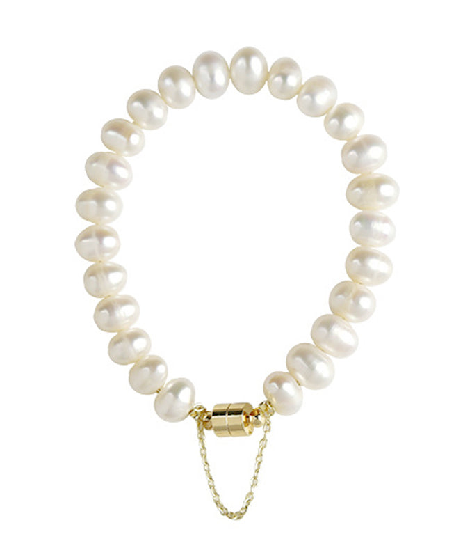 Art White Copper Overgild Pearl Chain Bracelet
