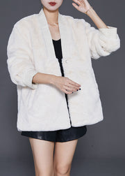 Art White Oversized Warm Fuzzy Fur Fluffy Coats Winter