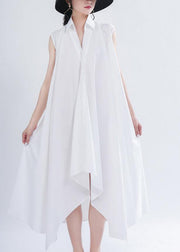 Art White Peter Pan Collar Summer Chiffon Dress - SooLinen