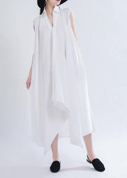 Art White Peter Pan Collar Summer Chiffon Dress - SooLinen