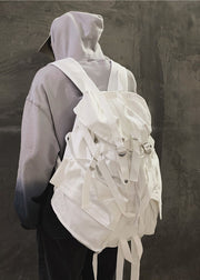 Art White Solid Large Capacity Canvas Backpack Bag