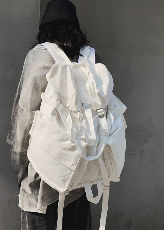 Art White Solid Large Capacity Canvas Backpack Bag