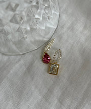Art White White Zircon Crystal And Pink Water Drop Pendant Necklace
