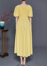 Art Yellow Cinched Exra Large Hem Cotton Party Dress Summer