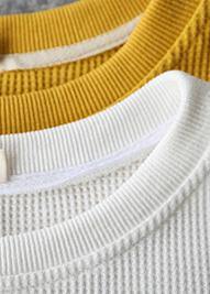 Art Yellow Cotton O Neck Long sleeve Loose Sweatshirt - SooLinen