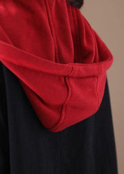 Art denim black Plus Size clothes Shirts hooded Button Down coats - SooLinen