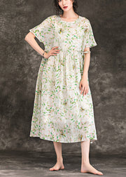 Kunstblumen-Leinenkleidung für Damenboutique Form O-Ausschnitt Plus Size Sommerkleider