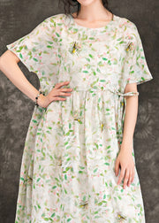 Kunstblumen-Leinenkleidung für Damenboutique Form O-Ausschnitt Plus Size Sommerkleider