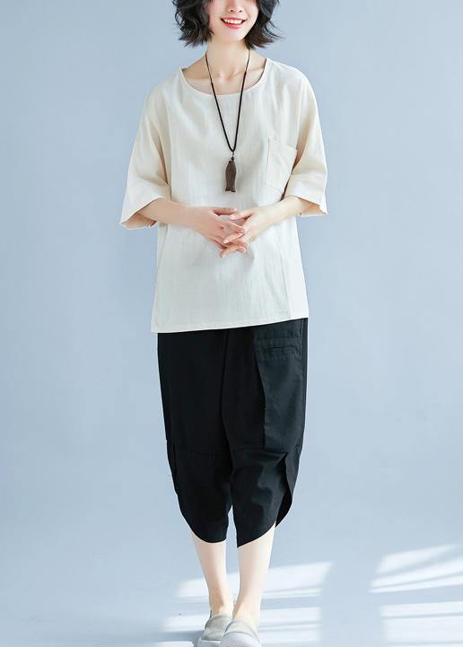 Art khaki linen tunic pattern Casual Tutorials hooded side open baggy Summer shirts - SooLinen