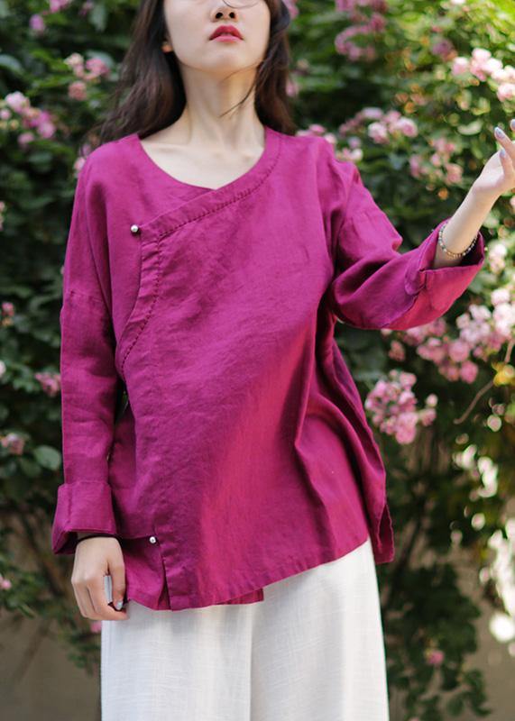 Art o neck Batwing Sleeve Shirts Inspiration burgundy shirts - SooLinen
