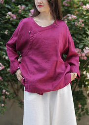 Art o neck Batwing Sleeve Shirts Inspiration burgundy shirts - SooLinen