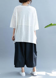 Art o neck asymmetric shirts Fashion Ideas white top - SooLinen