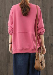 Art o neck crane tops Wardrobes pink Cartoon print tops - SooLinen