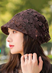 Autumn 2023 New Hollow Flower Hook Soft Brim Baotou Hat Breathable