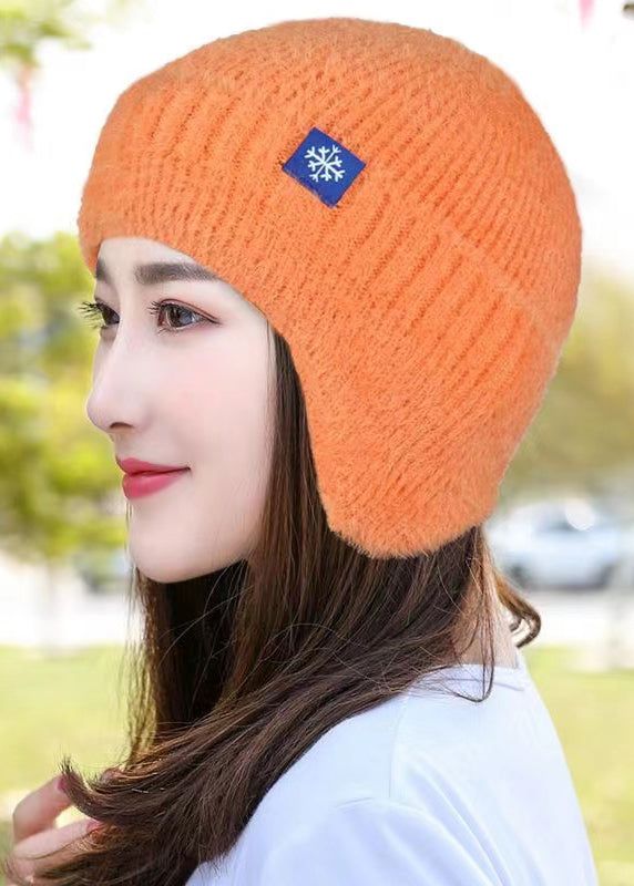 Autumn And Winter Orange Knitted Warm Ear Protection Boonie Hat