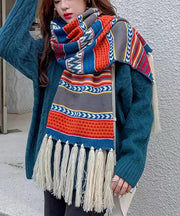 Autumn And Winter Warm Bohemian Tasseled Long Knitted Scarf