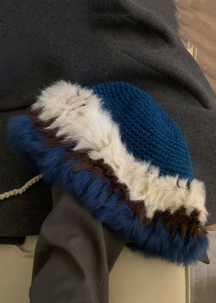 Autumn Winter Brown Grey Warm Rabbit Hair Knitted Boonie Hat