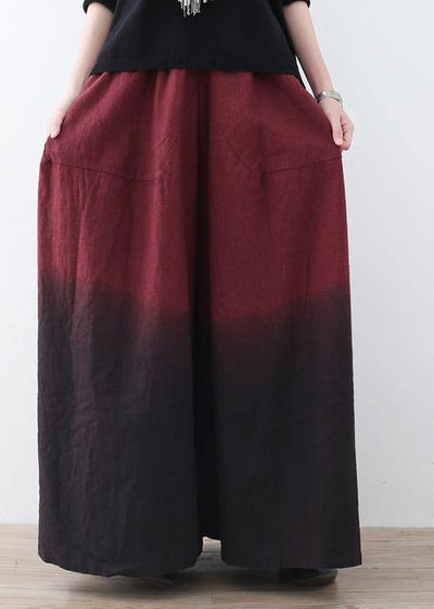 Autumn and winter new drawstring pleated thick wine red pants - SooLinen