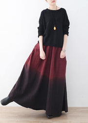 Autumn and winter new drawstring pleated thick wine red pants - SooLinen
