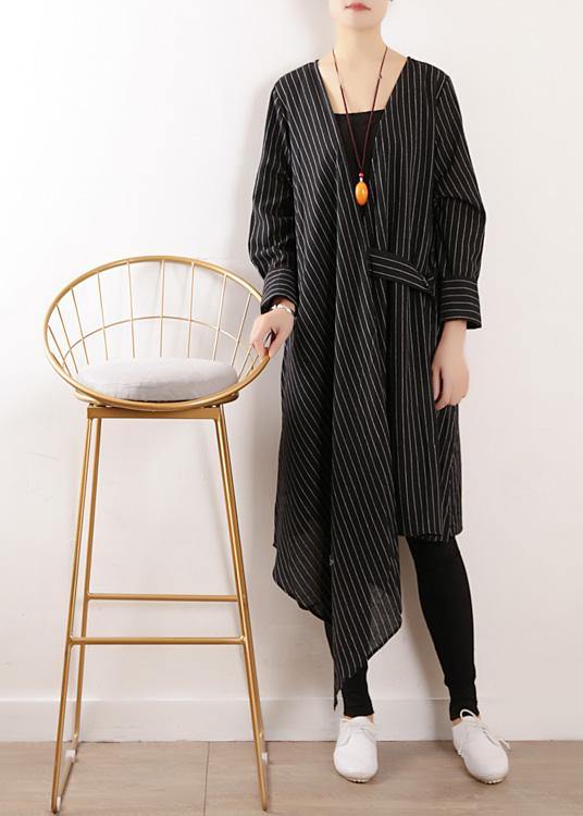 Autumn new original design loose asymmetrical striped shirt cardigan coat - SooLinen