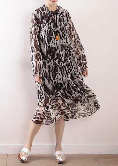 Beach Leopard chiffon Robes plus size Fashion Ideas A line skirts Love spring Dresses - SooLinen