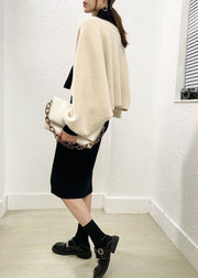 Beautiful Beige Mink Hair Knitted Coats And Knitted Long Dress Two Pieces Set Winter