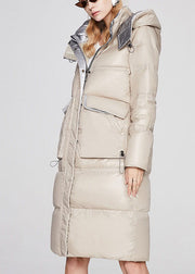 Beautiful Beige Stand Collar Graphic Casual Winter Duck Down Jacket