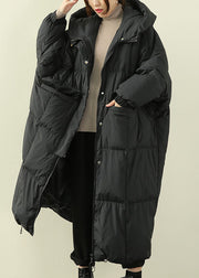 Beautiful Black Hooded Casual Duck Down Down Coat Winter